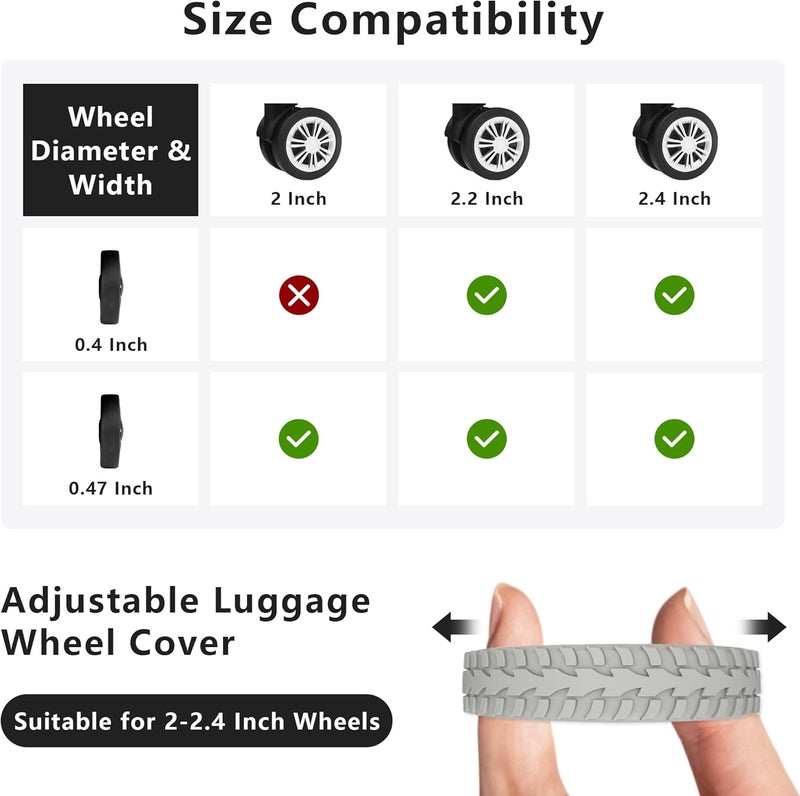 Kozuri 10-Pack Upgrade Luggage Wheel Covers, Silicone Protective Covers for 2-2.4" Suitcases Spinner Wheel, Wear-Resistant, Anti-Noise, Thickened Protector, Travel Accessories (Orange) - Image 4